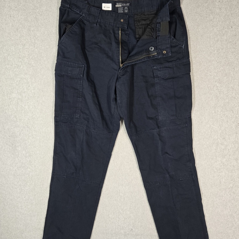 5.11 Tactical Men Pants L Navy Cargo Ripstop Straight Work Mid Rise 32" Inseam